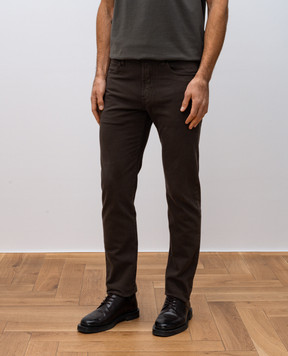 Loro Piana Коричневые джинсы с кожаным патчем логотипа FAP3991