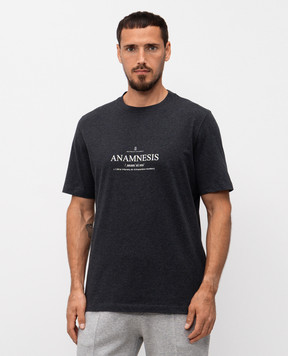Brunello Cucinelli Серая меланжевая футболка с принтом M0B138495
