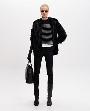 Saint Laurent Чорний джемпер в смужку з люрексом 587720