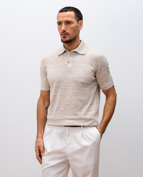 Brunello Cucinelli Бежевое меланжевое поло с льном M2L00315