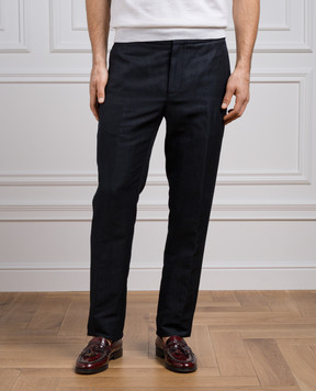 Loro Piana Черные брюки из льна и шелка. FAM8715