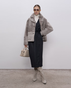 Brunello Cucinelli Серое платье на запах из шерсти ME226A5395