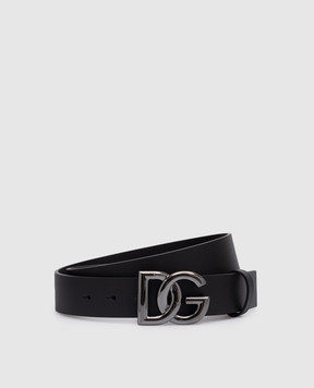 Dolce&Gabbana Черный кожаный ремень с металлическим логотипом DG BC4644AX622
