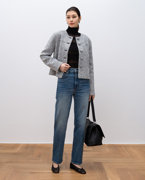 PROENZA SCHOULER Сірий твідовий укорочений жакет Lea з вовною WL2512080AY195