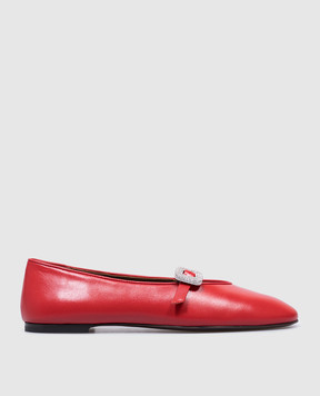 Giuseppe Zanotti Красные кожаные балетки Amanda с кристаллами. E560012