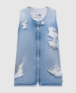 Maison Margiela MM6 Блакитний джинсовий жилет з проріхами S62FB0072M30018
