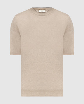 Cashmere&Whiskey Бежевая футболка с леном и кашемиром MU9322318455R