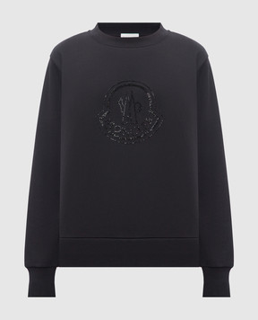Moncler Черный свитшот с логотипом из кристаллов J20938G00040899TR