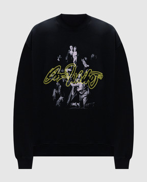 Off-White Черный свитшот с Script Mary с вышивкой логотипа OMBA054F24FLE004