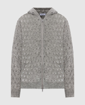Brunello Cucinelli Сірий ажурний кардиган з вовною MNA326506