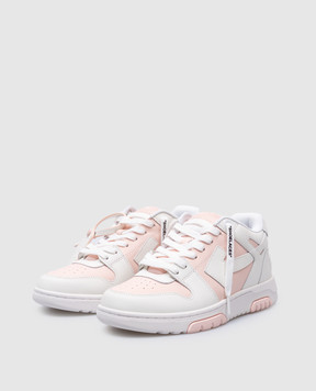 Off-White Рожеві шкіряні кросівки Out Of Office OWIA259C99LEA014