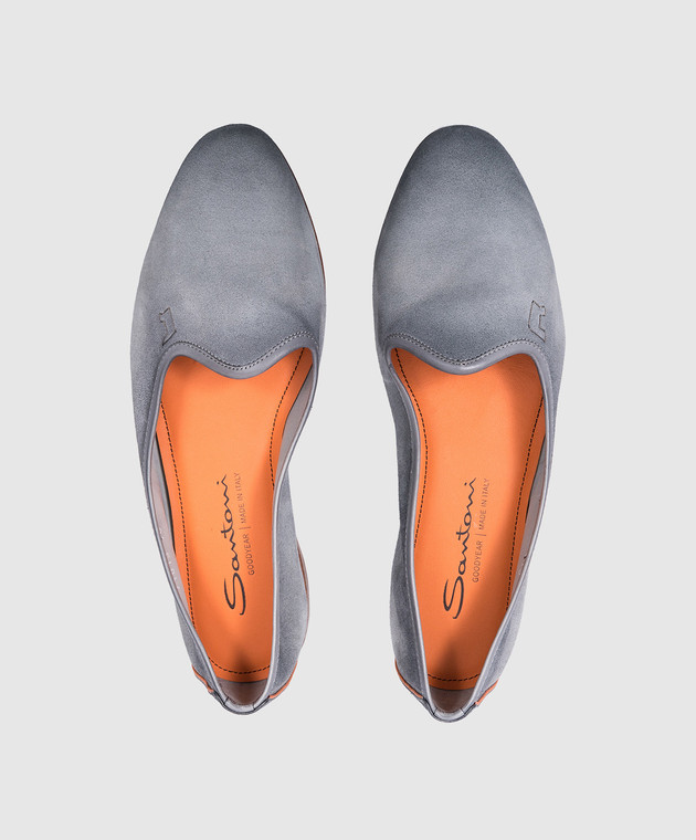 Santoni Блакитні балетки Andrea з нубуку WUAY71013SA5SAEA зображення 4