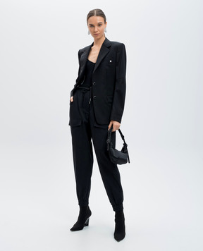 Helmut Lang Чорний жакет з вовни з металевим логотипом O06HW103