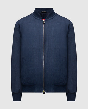 ISAIA Синяя куртка из шерсти, шелка и льна. SW722694082