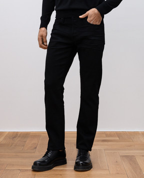 Tom Ford Чорні джинси зі шкіряним партчем логотипа DPH001DMC005S23