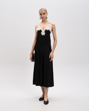 Jil Sander Чорна сукня міді з мереживом J02CT0468J76018