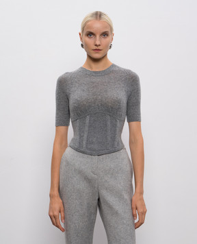 Ermanno Scervino Серый топ из шерсти и кашемира D475L718HGD