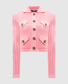 Balmain Розовый кардиган в ажурном узоре. EF1KL150KI10