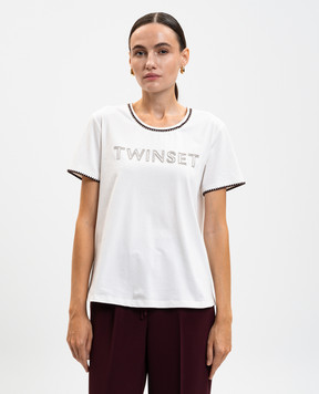 Twinset Біла футболка з логотипом 252LI2KAA