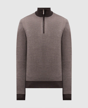 Doriani Cashmere Коричневый джемпер из шерсти, шелка и кашемира 18410B62379