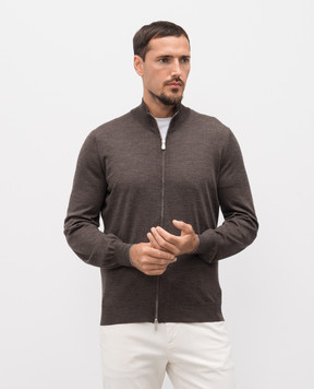 Brunello Cucinelli Коричневий кардиган з вовни і кашеміру M2400106