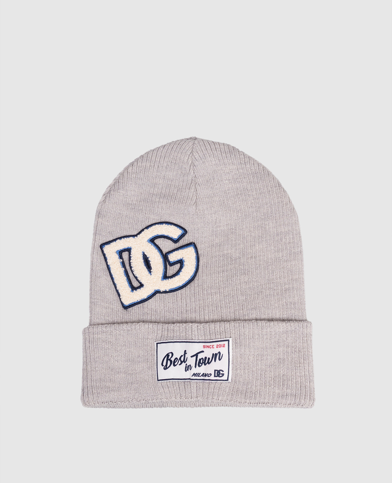 

Детская серая шапка из шерсти с нашивкой логотипа, Серый, Шапки