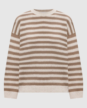 Brunello Cucinelli Бежевий джемпер в смужку з паєтками MDV752200P