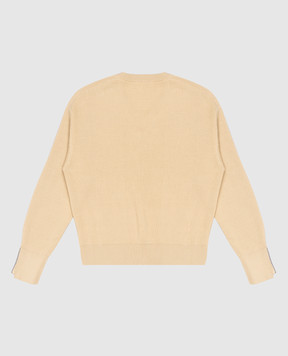 Brunello Cucinelli Дитячий жовтий пуловер в рубчик з ланцюжком моніль B19M18202C