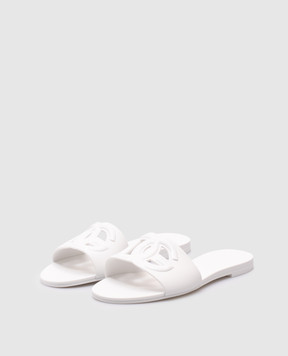 Dolce&Gabbana Білі гумові шльопанці з логотипом CW2215AN994