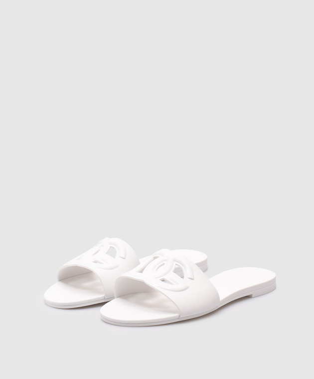Dolce&Gabbana Білі гумові шльопанці з логотипом CW2215AN994 зображення 2