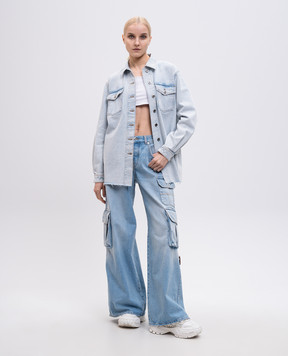 Off-White Голубая джинсовая рубашка с эмблемой Arrow OWYQ004S25DEN001