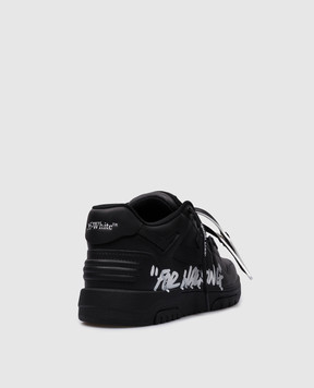 Off-White Черные кожаные кроссовки OUT OF OFFICE с принтом FOR WALKING OMIA189C99LEA012