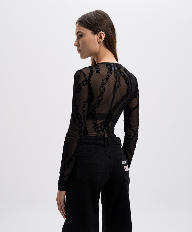 Versace Jeans Couture - Черный боди с сеткой в узор Chain