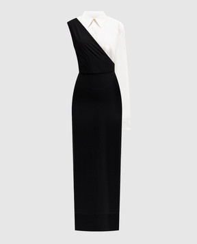 Maison Margiela MM6 Черное ассиметричное платье-рубашка S62DG0021MTJ004