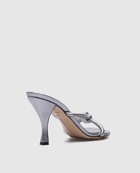 Bottega Veneta Серебристые кожаные мюли 775418V3P70