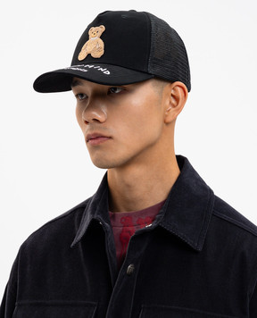 Palm Angels Чорна кепка з вишивкою Bear in mind PMLB068F25FAB001