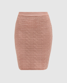 Balmain Рожева спідниця у фактурний візерунок PB Labyrinth з люрексом DF1LC056KG96