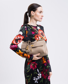 Dolce&Gabbana Бежева шкіряна сумка Sicily з логотипом BB7782B7321
