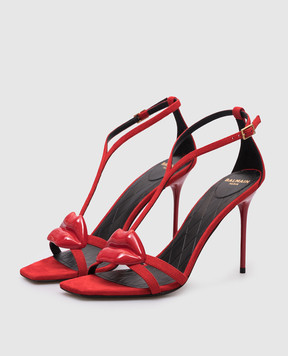 Balmain Червоні замшеві босоніжки Lips EN0UH127LCMK