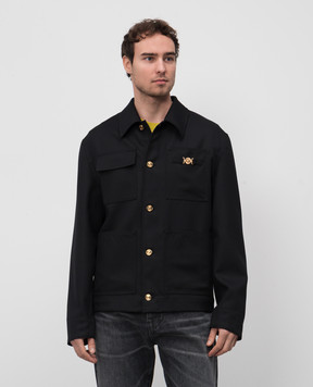 Versace Черная куртка из шерсти с эмблемой 10188521A08771