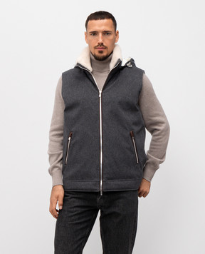 Brunello Cucinelli Серый пуховый жилет из шерсти MM4701656