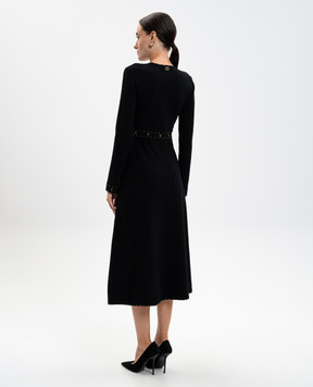 Twinset Черное платье миди с кристаллами 252TP3271