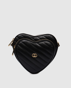 Gucci Чорна шкіряна сумка крос-боді у вигляді серця з металевим логотипом 751628AACCL