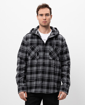 Off-White Сіра сорочка в клітинку з капюшоном OMGE031C99FAB001