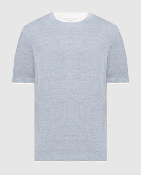 Brunello Cucinelli Голубая меланжевая футболка с леном MW8357427