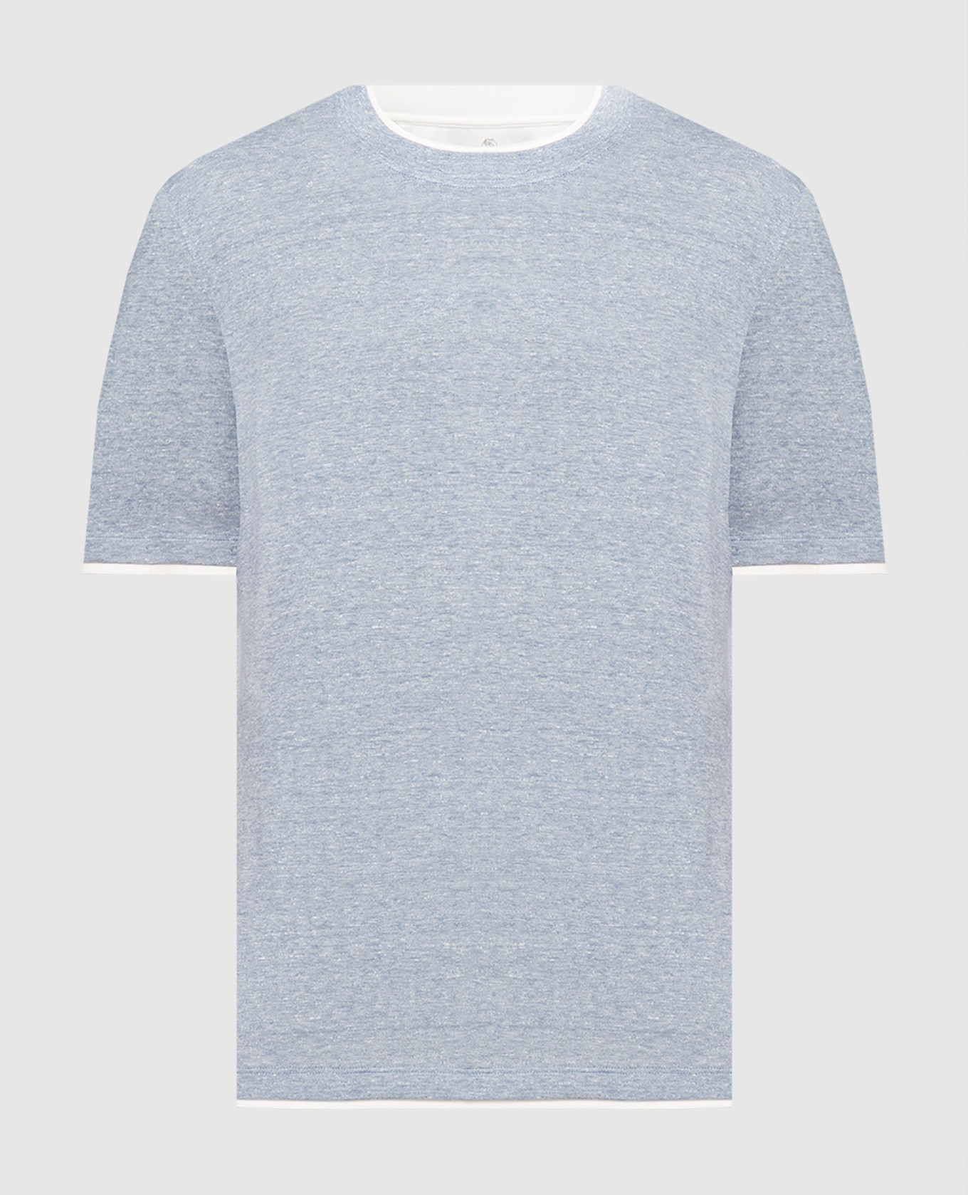 Голубая меланжевая футболка с леном