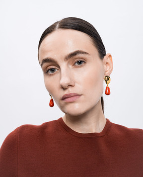 House of Fou Золотисті сережки Lake Coral з позолотою 22 карат LAKEDROP