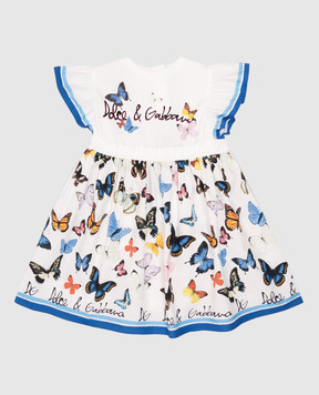 Dolce&Gabbana Дитяча біла сукня з трусиками в принт L2JD9PG7O0M