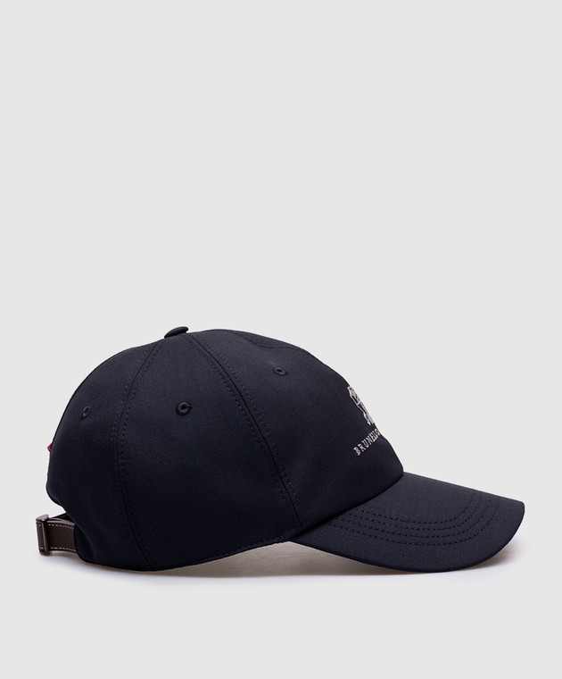 Brunello Cucinelli Голубая кепка из шерсти с вышивкой эмблемы с логотипом MB4079850 изображение 3