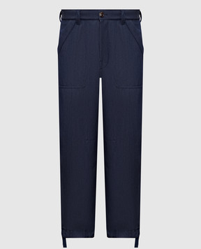 Brunello Cucinelli Синие брюки из шерсти и абака MP495S2470